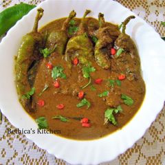 A picture of Mirchi Ka Salan (Green Chilies in Peanut-Sesame-Coconut Gravy - Hyderabadi style).
