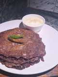 Ragi bran flour noni saag dahi chila