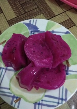 Foto resep Puding susu buah naga