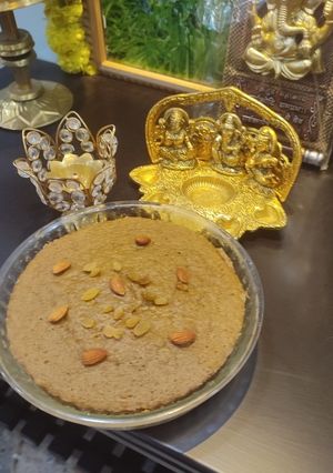 A picture of Apple,Millets,wheat almond milk with jaggery cake.