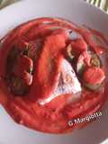 Salmone in maionese di pomodoro, zucchine e mix di pepe in grani