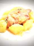 Cosce e sovracosce di pollo alla birra, e patate