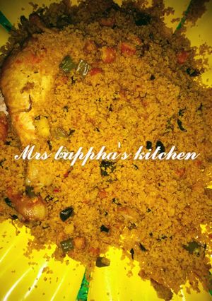 Fried cous-cous with grilled chicken ainihin hoton girkin