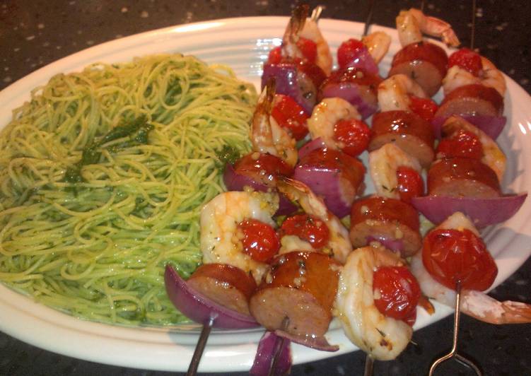 Recipe of Any-night-of-the-week Shrimp & Sausage Kabobs