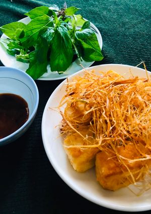 Hình của món Đậu hũ chiên rơm - 90 ngàn 3 món Chay chanh sả :).
