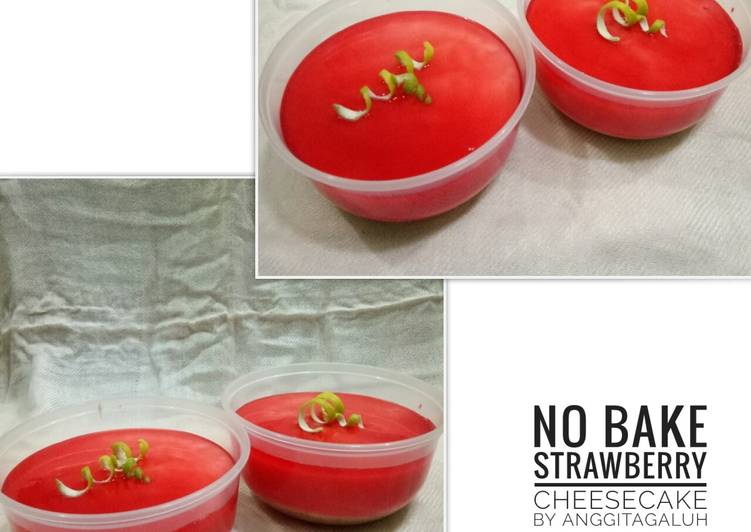 Langkah Mudah untuk Menyiapkan No Bake Strawberry Cheesecake, Sempurna
