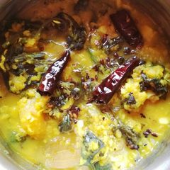 A picture of Moong dal with pui saag.