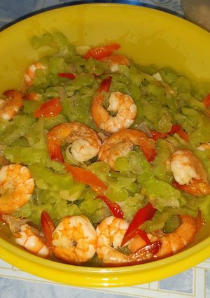 Foto resep Tumis pare dan udang bumbu sederhana.