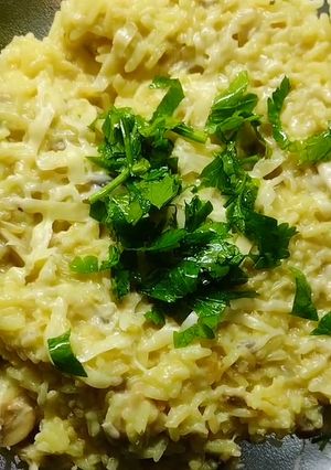 Una foto de Risotto a la cerveza con champiñones 🍄🍺