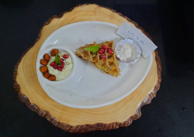 Kuttu atta waffles sandwich with peanut dip