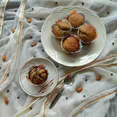 A picture of Eggless Whole Wheat Banana Muffins with Dry Fruits.