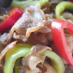 Twice cooked pork with chilli A picture of Twice cooked pork with chilli.