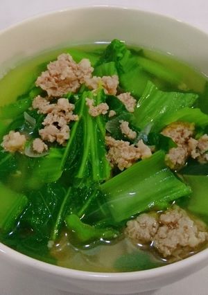 Hình của món Canh cải xanh nấu thịt băm.