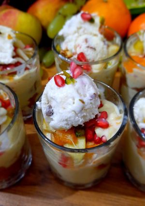 A picture of Apricot & custard fruits shots.