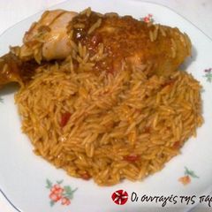 A picture of Mom's chicken giouvetsi.