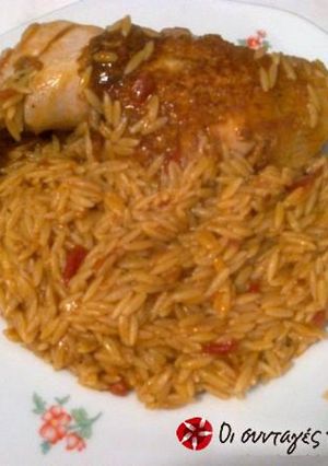 A picture of Mom's chicken giouvetsi.