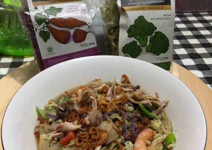 Resep Mie Godog Javara Ubi Ungu X Brocoli oleh Endah Arinda - Cookpad