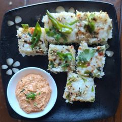 BHAGAR DHOKLA (BARNYARD MILLET SNACK) A picture of BHAGAR DHOKLA (BARNYARD MILLET SNACK).