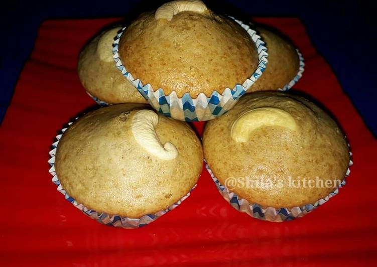 How to Prepare Ultimate Egg less kaju vanila muffin