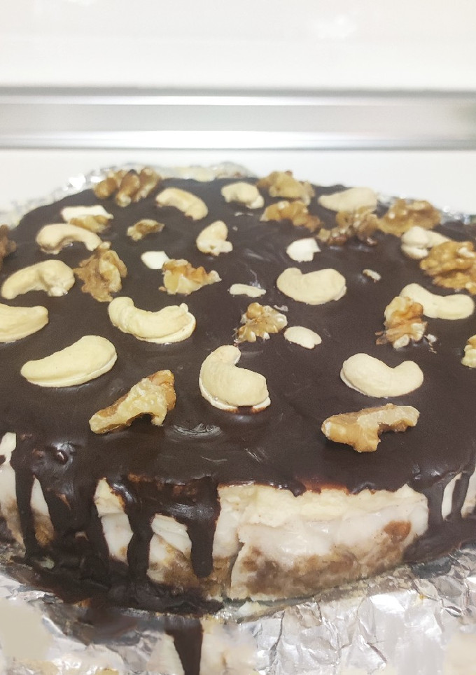 Una foto de Tarta de queso con chocolate y frutos secos (dedicada a mi madre)