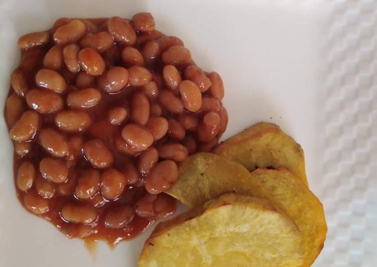 Baked beans and fried sweet potatoes #themechallenge