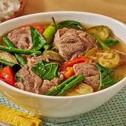 A picture of Sinigang (sour soup).