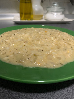Una foto de 🍆 Risotto de berenjena y miel