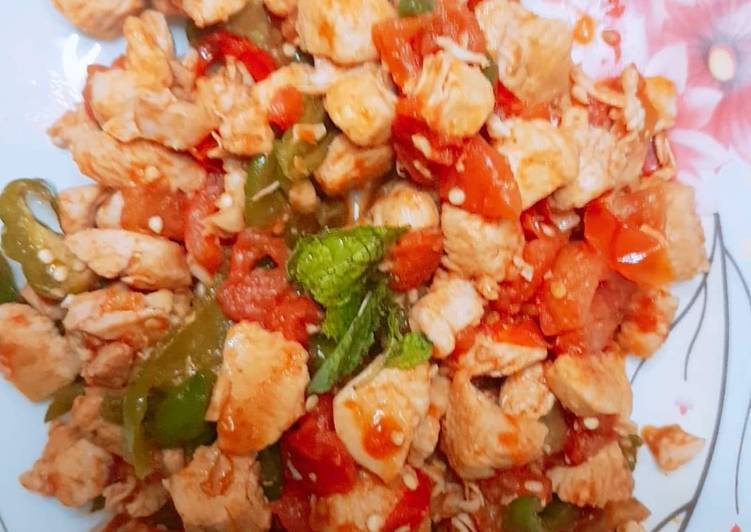 Recipe of Speedy Green chille and tomato chiken