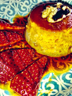 Una foto de Flan de Plátano
