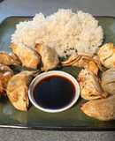 Quick lunch: frozen pot stickers & rice