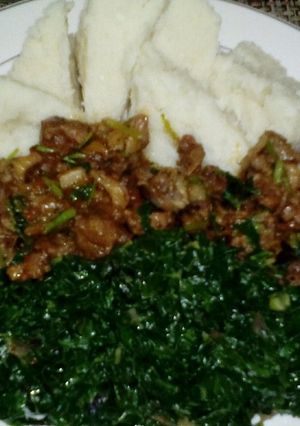 A picture of Ugali & stew.