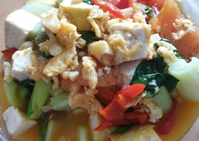 Resep Tumis pakcoy tahu telur sederhana Anti Gagal