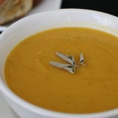 A picture of Roasted Butternut Squash and Pear Soup.