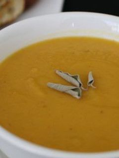 A picture of Roasted Butternut Squash and Pear Soup.