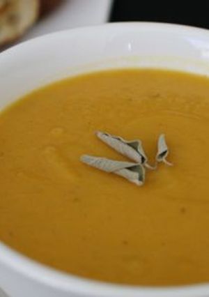 A picture of Roasted Butternut Squash and Pear Soup.