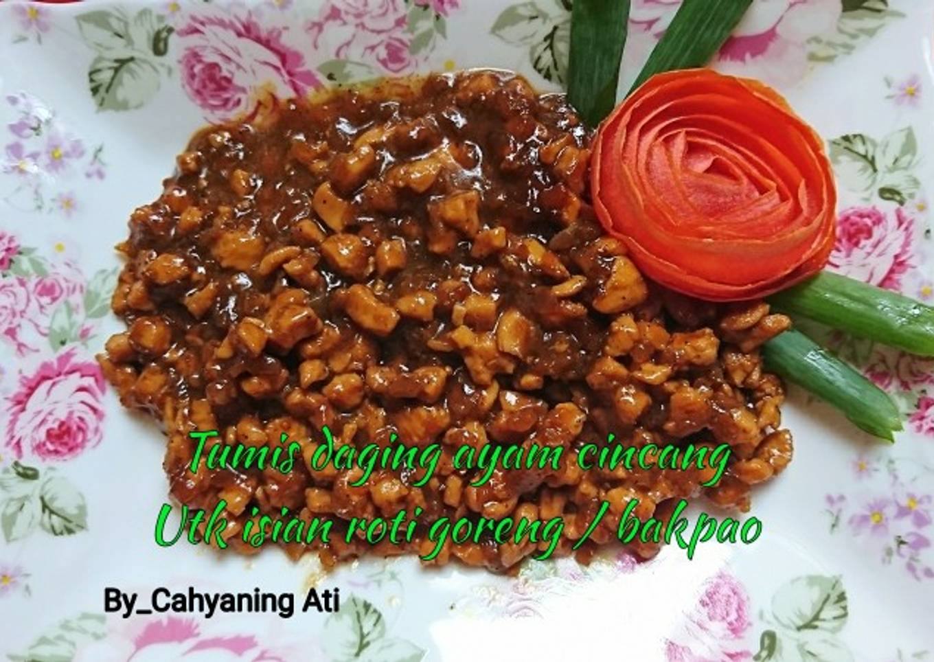 Tumis daging ayam cincang utk isian roti goreng / bakpao