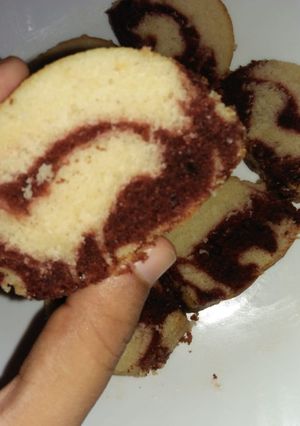A picture of Red velvet marble cake #Idulfitrirecipescontest.