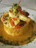 Mofongo relleno de camarones al ajillo