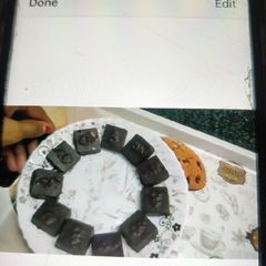 A picture of Homemade chocolates (Dairy milk almond/new pan flavour).
