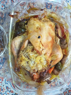 عکسی از دستور مرغ شکم پر در فر