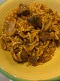 Aguja de novilla guisada con fideos