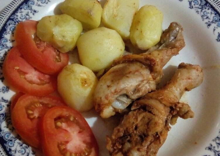 Simple Way to Make Super Quick Homemade Baked marinated chicken with potatoes