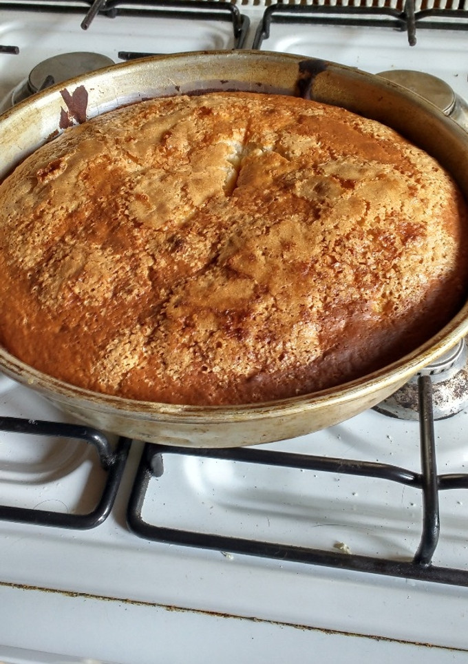 Una foto de Torta budín de banana light sin huevo