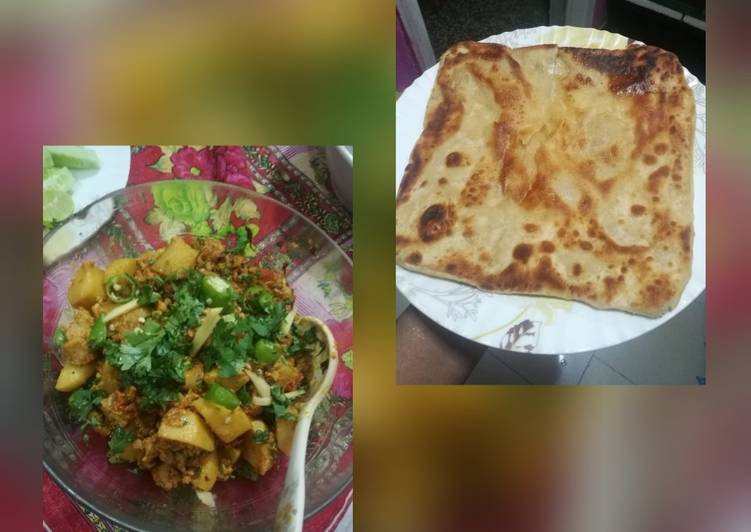 Aloo keema and paratha for sehri