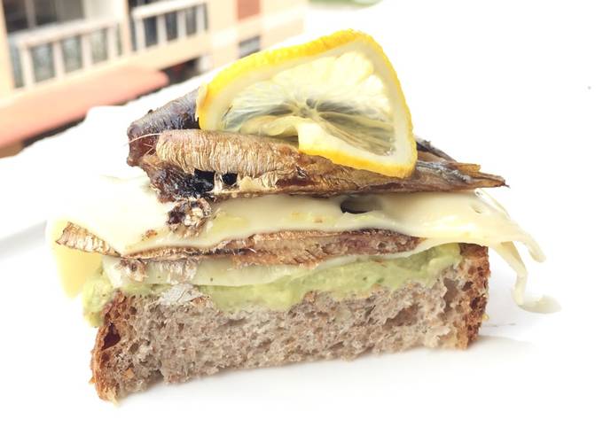 Avocado With Kieler Sprat And Swiss Cheese Sandwich