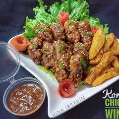 A picture of Korean Chicken Wings with Honey Garlic Sauce.