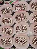 Malvaviscos o marshmallows con topping de chocolate