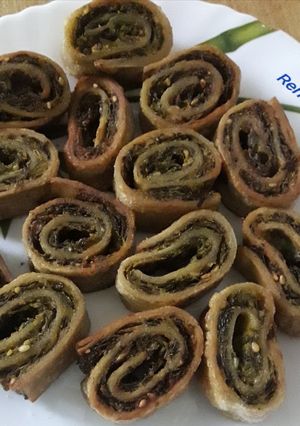 A picture of Palak methi chapati bhakharwadi.