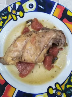 Una foto de Conejo con papaya a lo agridulce
