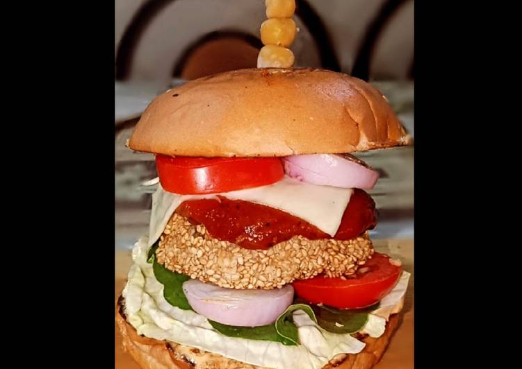 Recipe of Award-winning Chickpea Patty Burger (Chole Patty Burger)